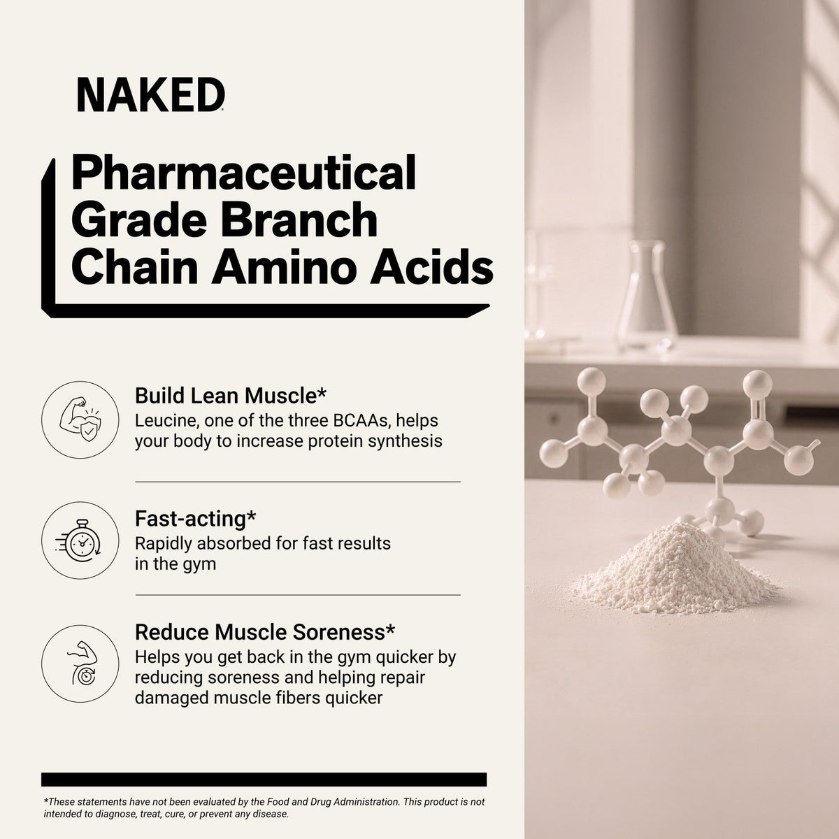 Branched Chain Amino Acids | Naked BCAAs - 100 Servings