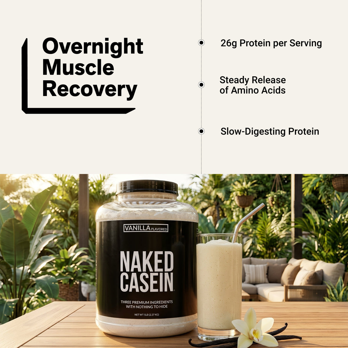 Vanilla Micellar Casein Protein Powder Supplement