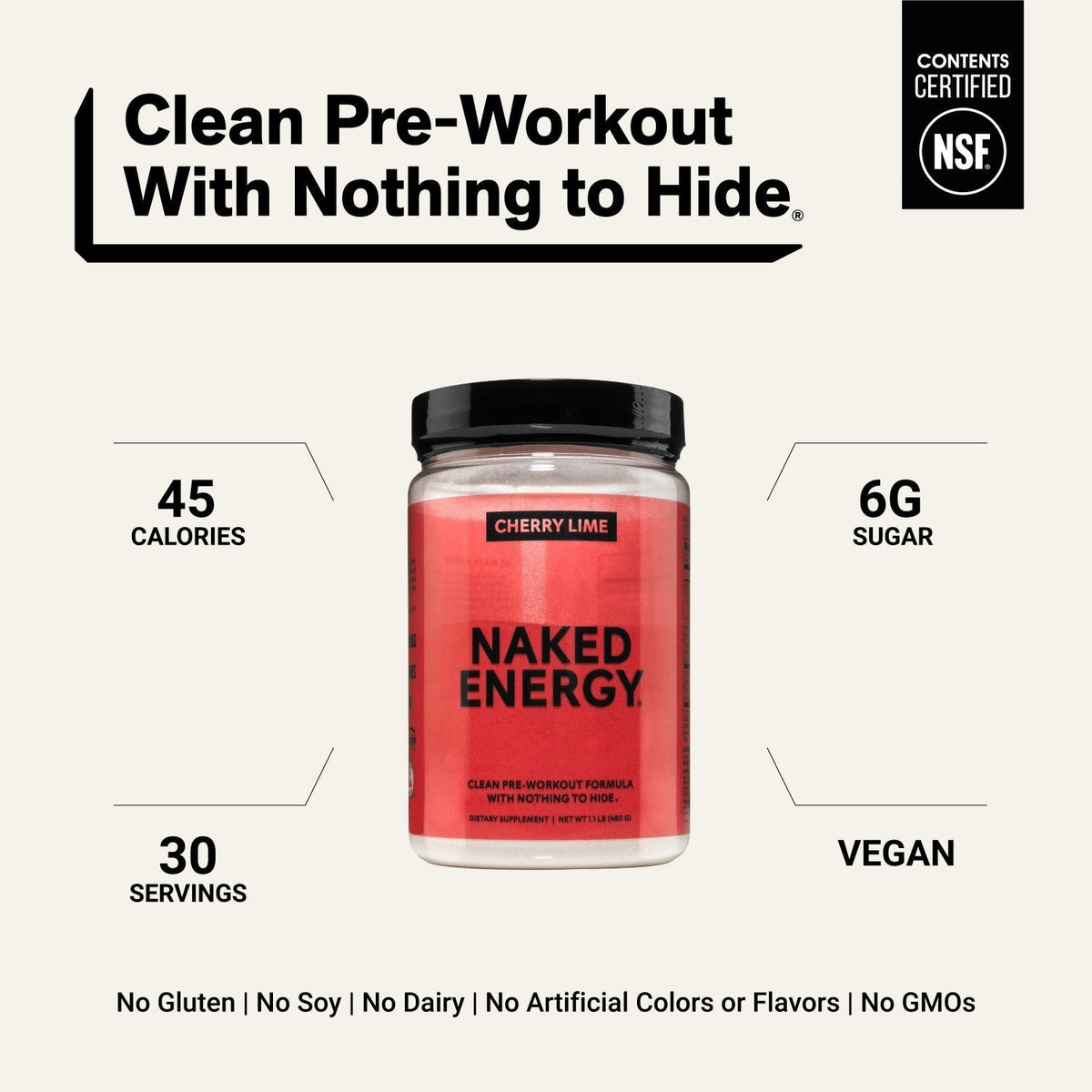Cherry Lime Pre Workout Supplement | Naked Energy - 30 Servings