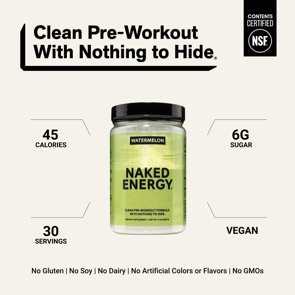 Watermelon Pre Workout Supplement | Naked Energy - 30 Servings