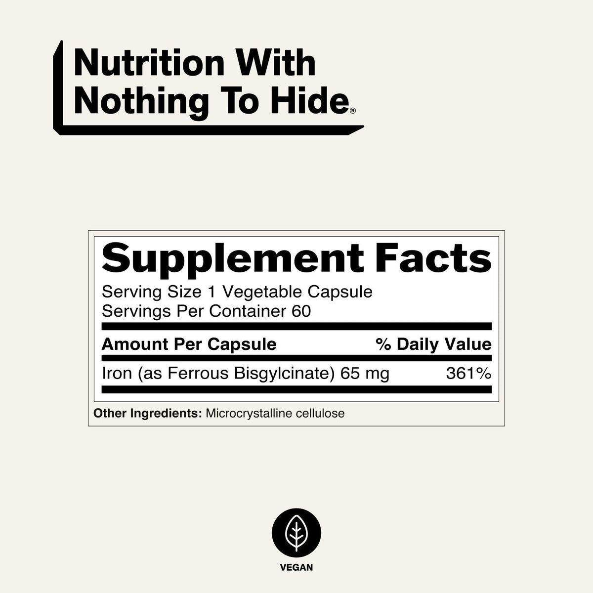 Daily Iron Supplement | Naked Iron - 60 Capsules