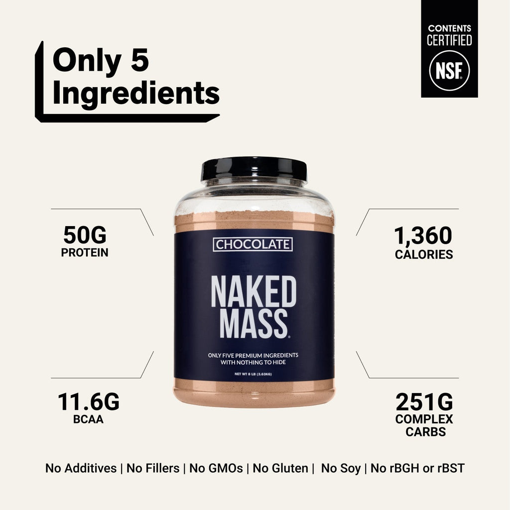 Chocolate Mass Gainer Protein Supplement | Naked Chocolate Mass - 8LB
