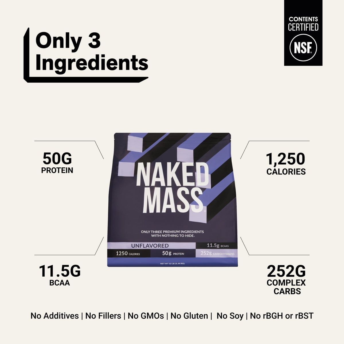 Mass Gainer Protein Supplement | Naked Mass - 12LB