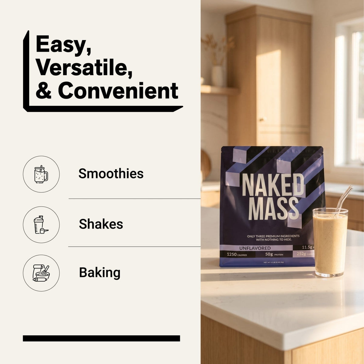 Mass Gainer Protein Supplement | Naked Mass - 12LB