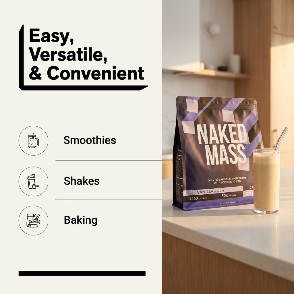 Vanilla Mass Gainer Protein Supplement | Naked Vanilla Mass - 12LB