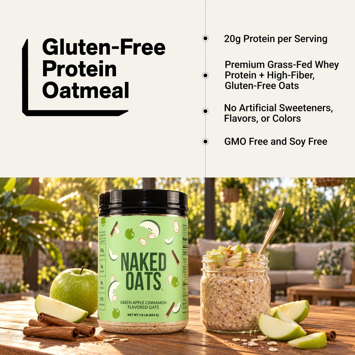 Green Apple Cinnamon Protein Oats | Naked Oats