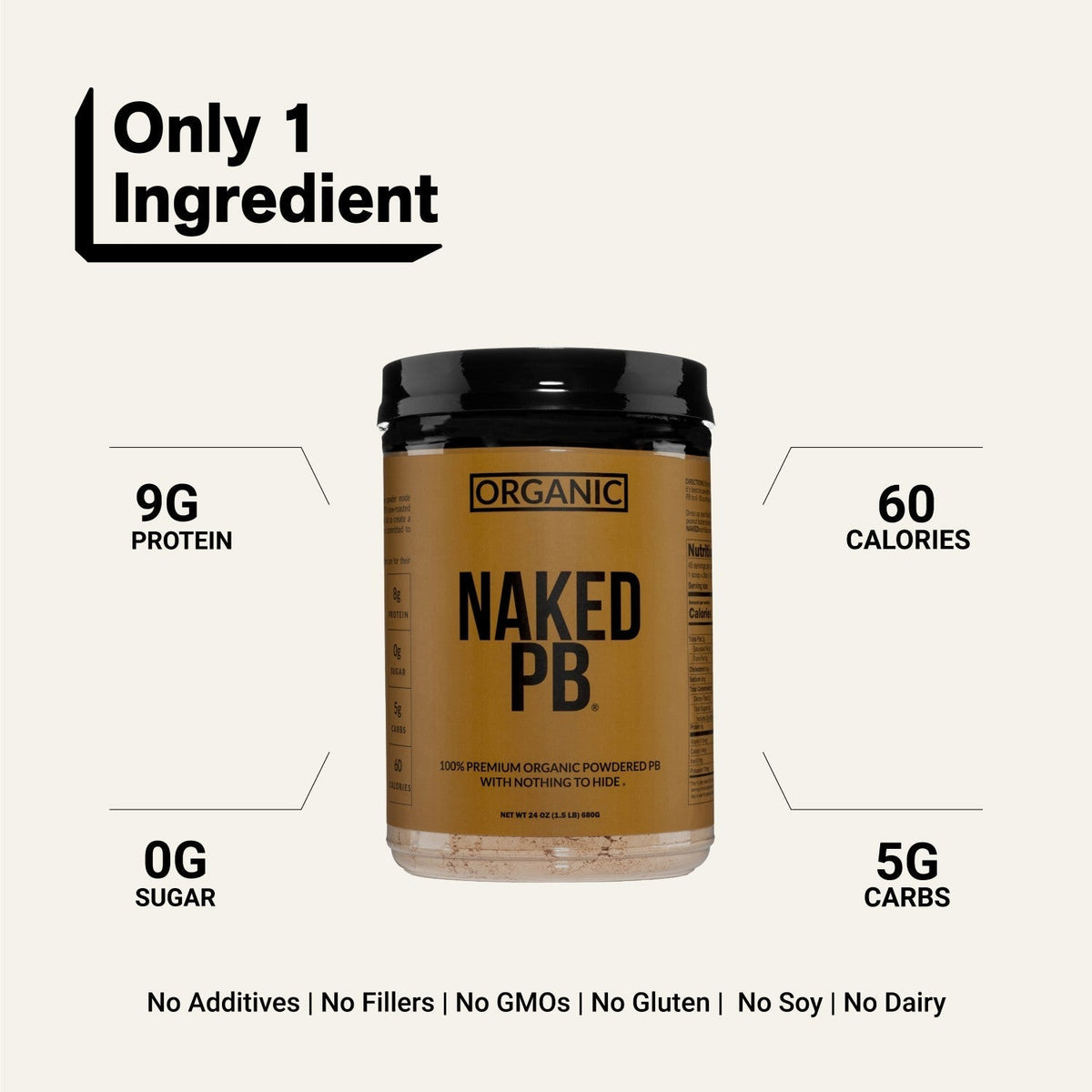Organic Powdered Peanut Butter | Organic Naked PB - 1.5LB