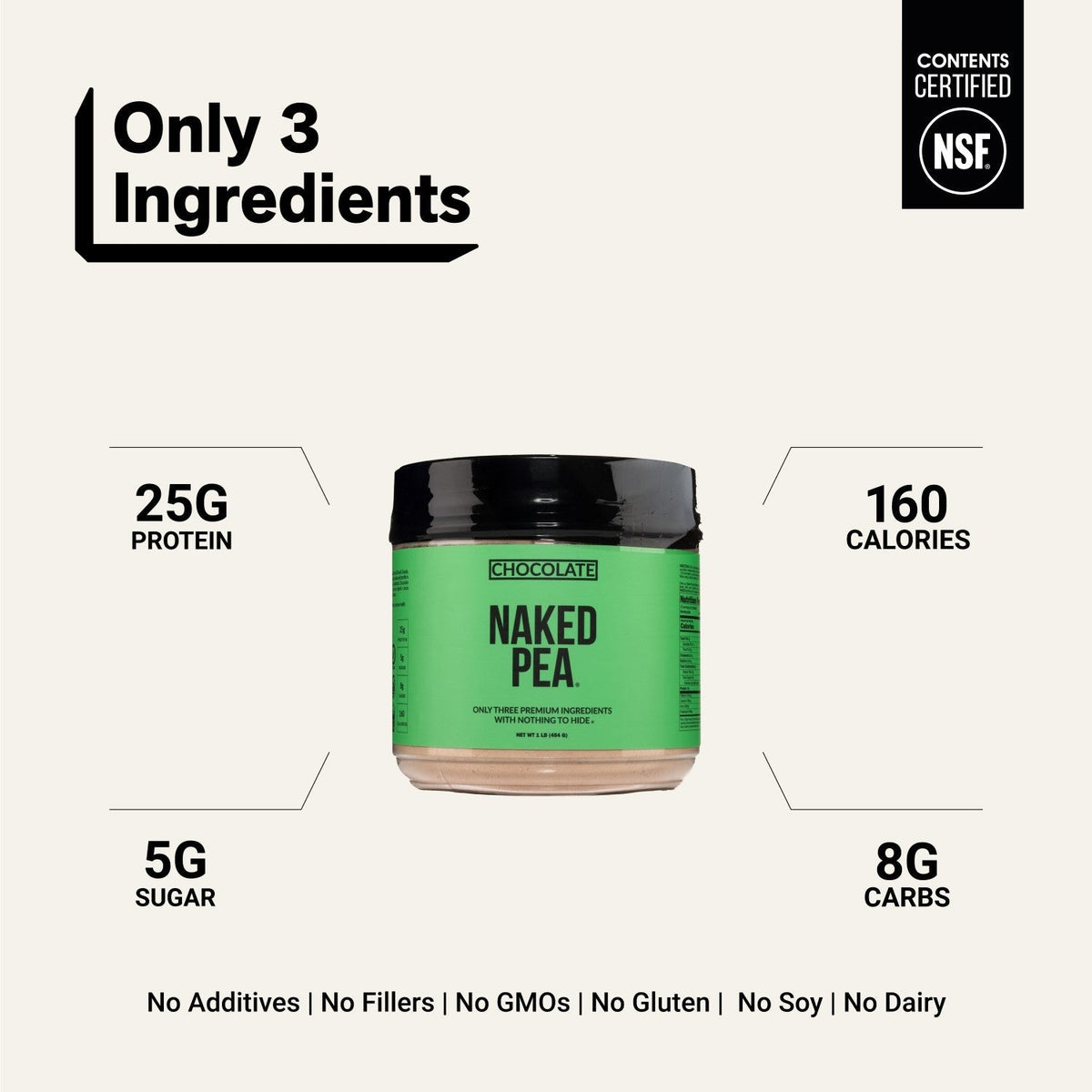 Chocolate Pea Protein Powder | Naked Chocolate Pea - 1LB