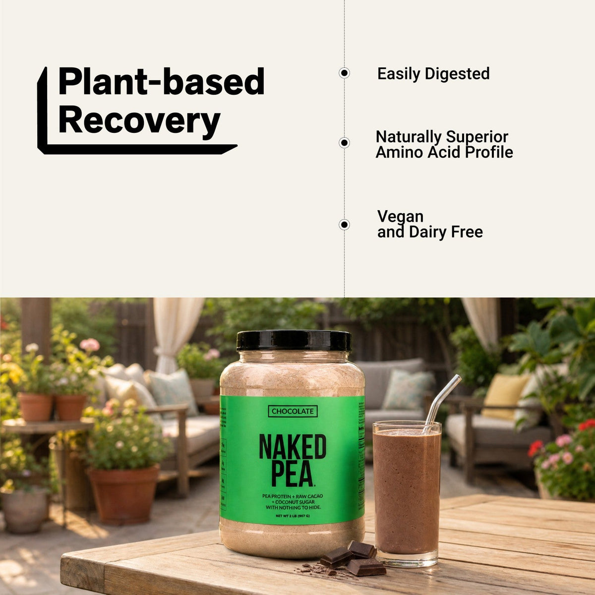 Chocolate Pea Protein Powder | Naked Chocolate Pea - 2LB