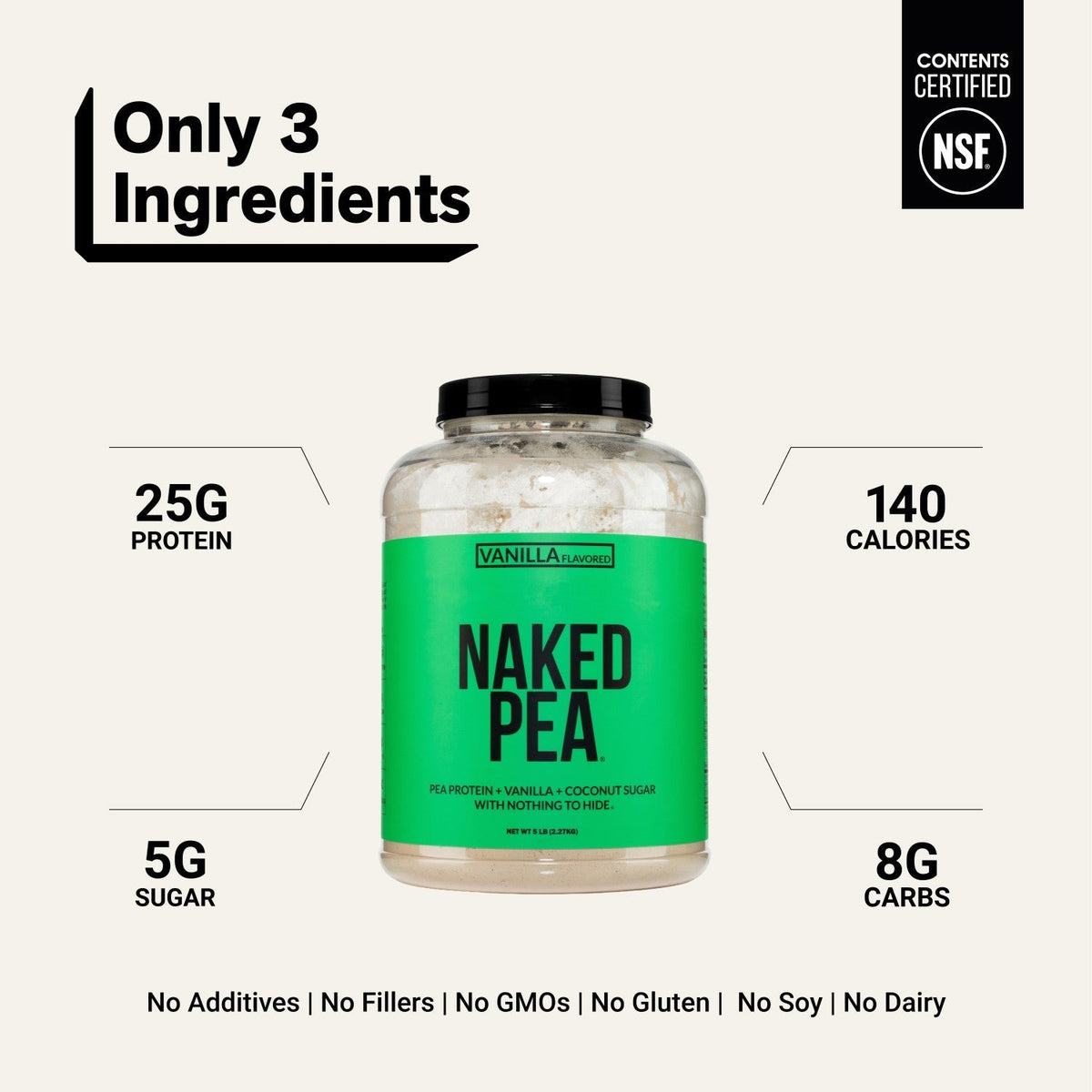 Vanilla Pea Protein Powder | Naked Vanilla Pea - 5LB