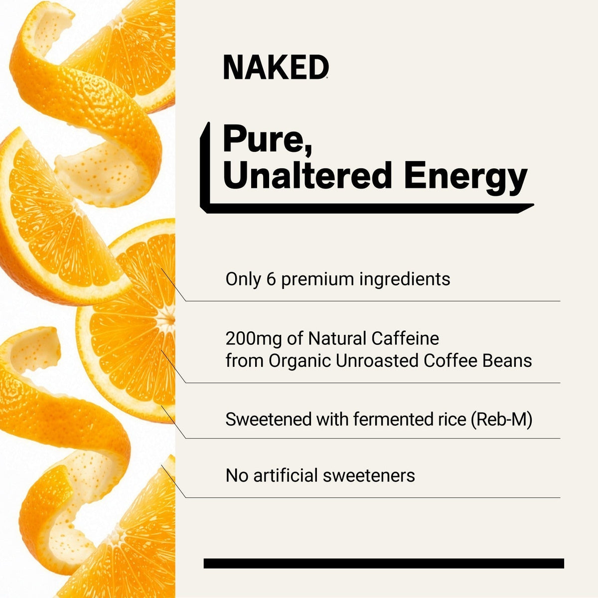 Orange Naked Sparkling Energy | Clean Energy Drink - 12 Cans