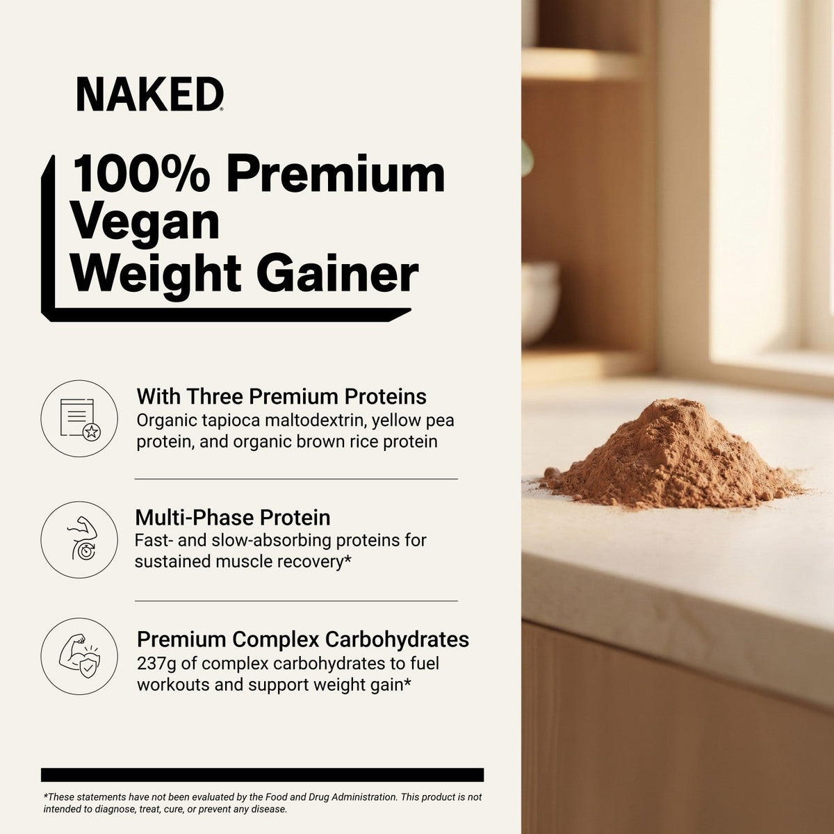 Chocolate Vegan Mass Gainer Protein Powder | No Additives