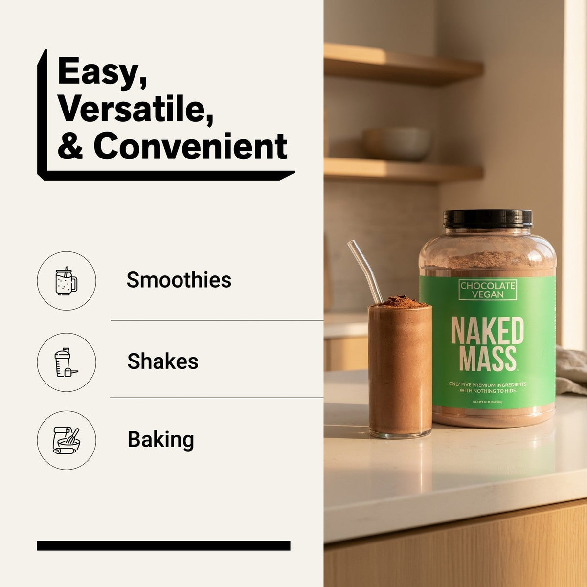 Chocolate Vegan Mass Gainer Protein Powder | No Additives