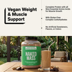 Chocolate Peanut Butter Vegan Mass Gainer Supplement | Naked Vegan Mass - 8LB