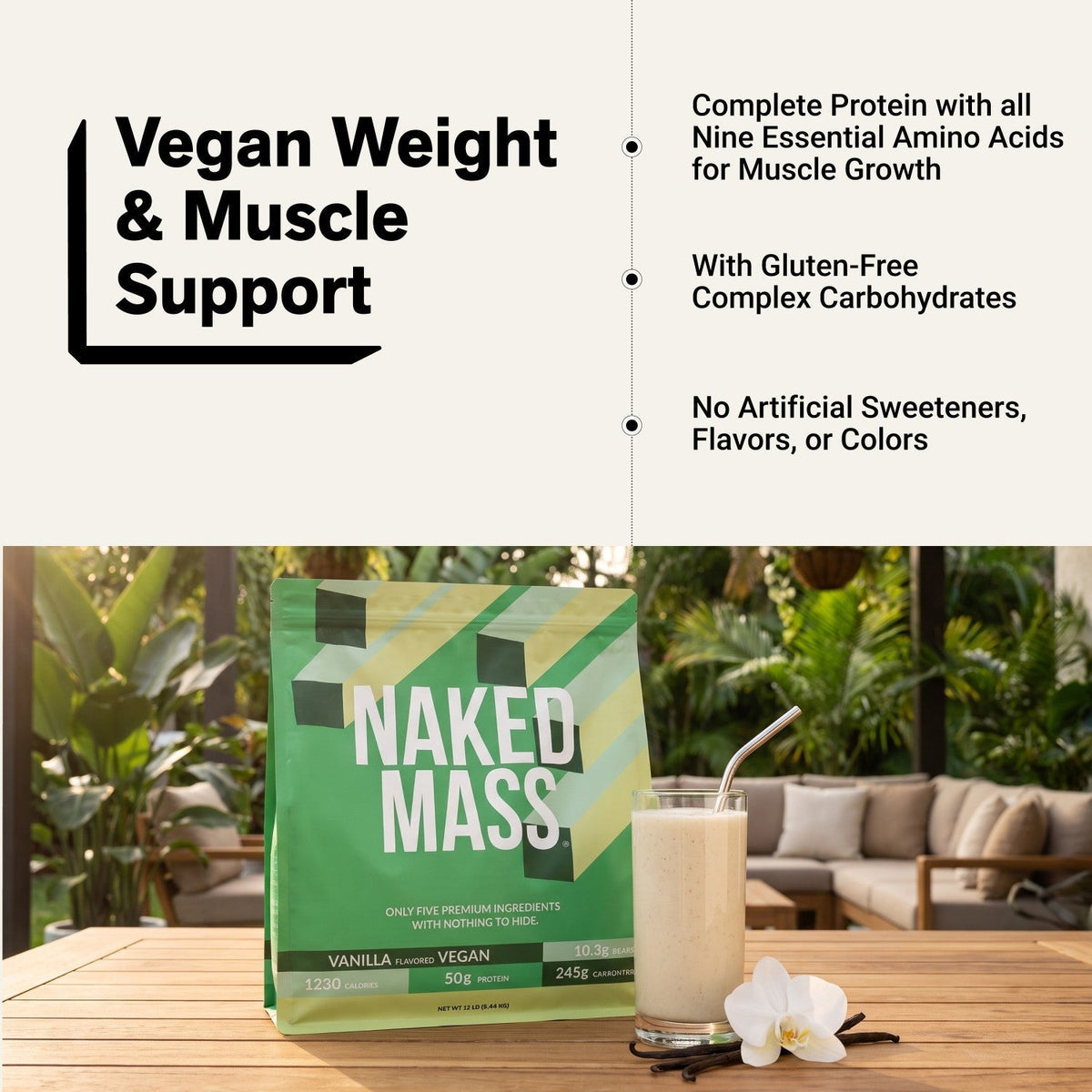 Vanilla Vegan Mass Gainer Protein Powder | No Additives