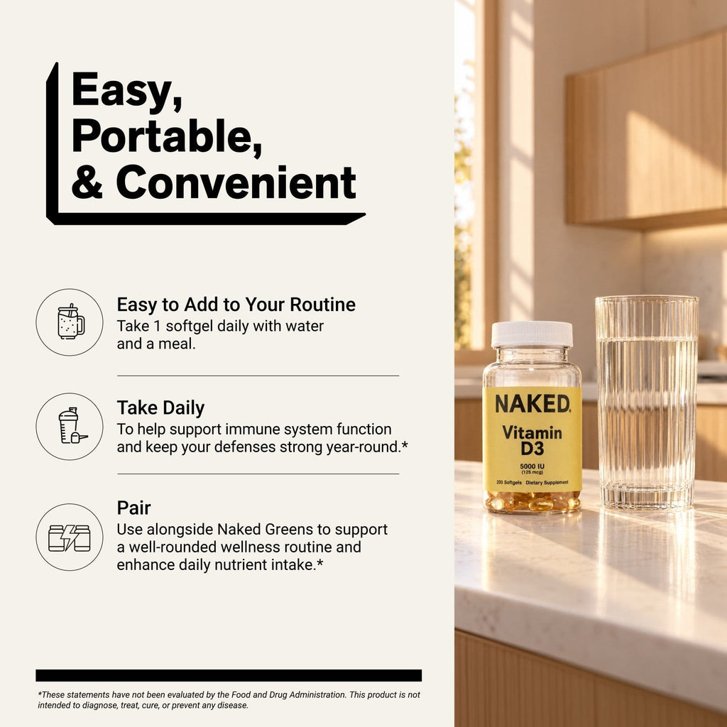 Daily Vitamin D3 Supplement | Naked Vitamin D - 200 Softgels