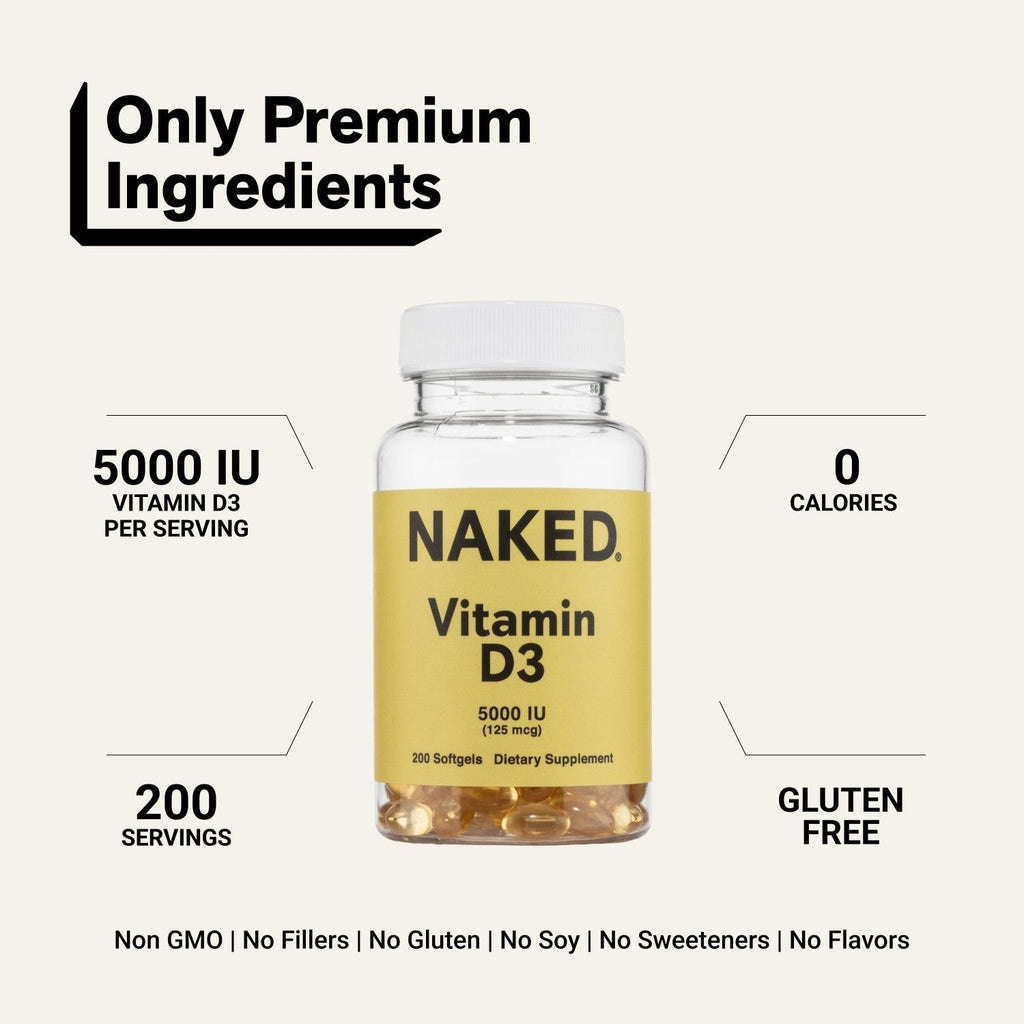 Daily Vitamin D3 Supplement | Naked Vitamin D - 200 Softgels