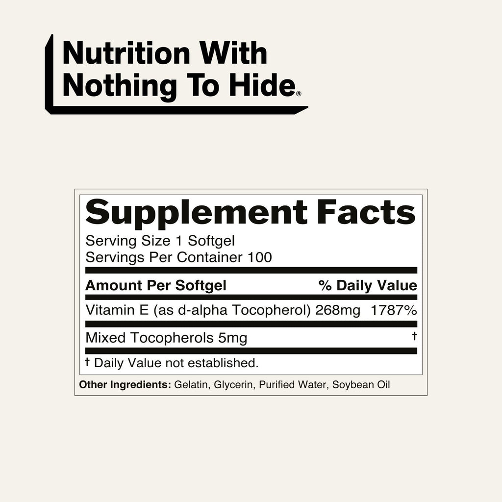 Daily Vitamin E Supplement | Naked Vitamin E - 100 Softgels
