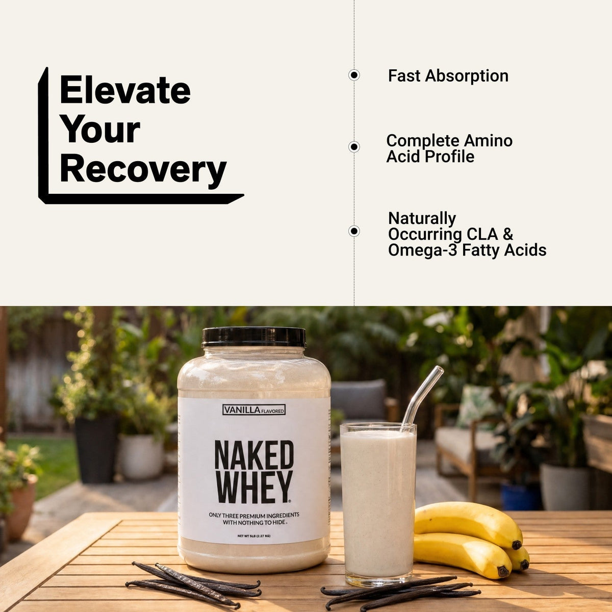 Vanilla Whey Protein Powder | Naked Vanilla Whey - 5LB