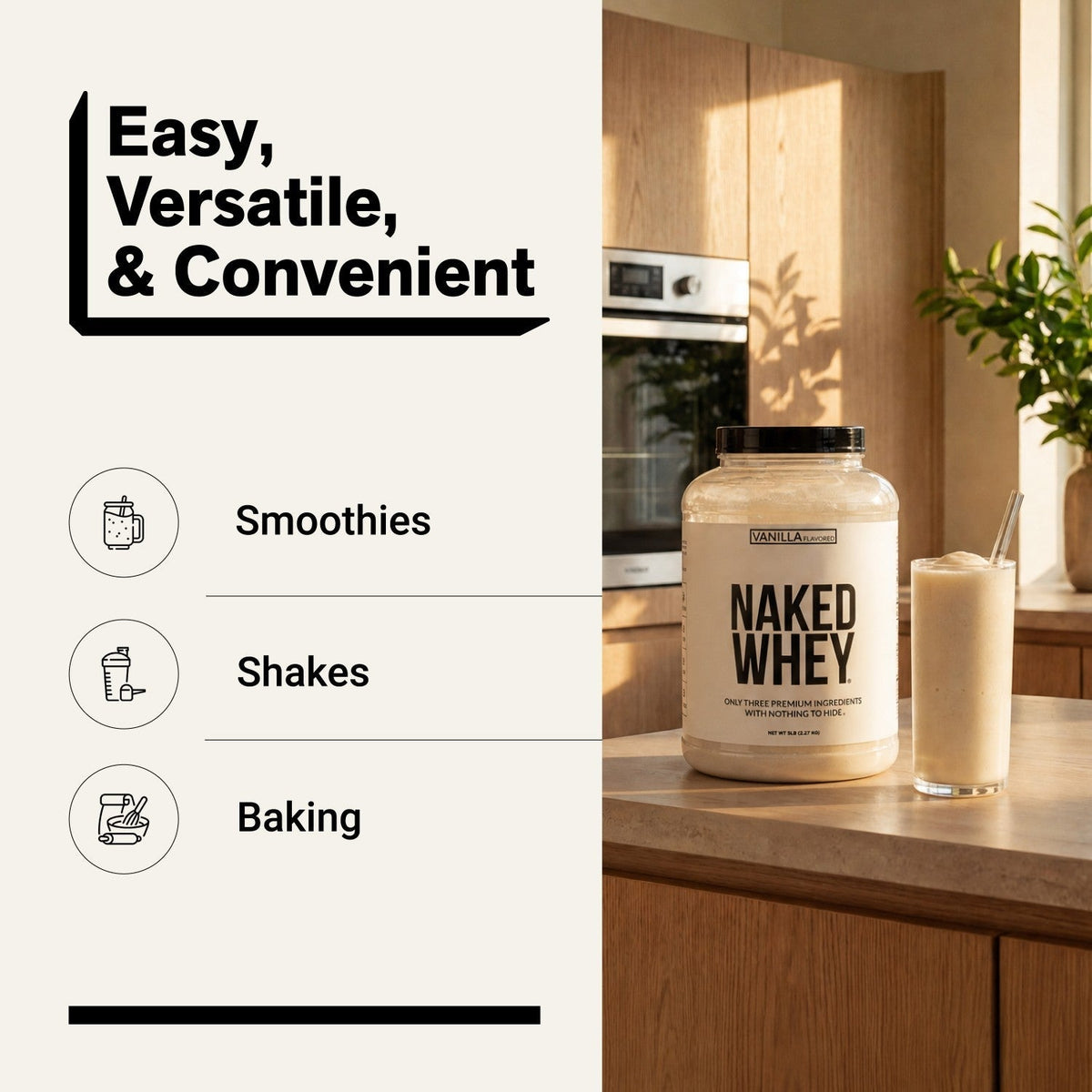 Vanilla Whey Protein Powder | Naked Vanilla Whey - 5LB