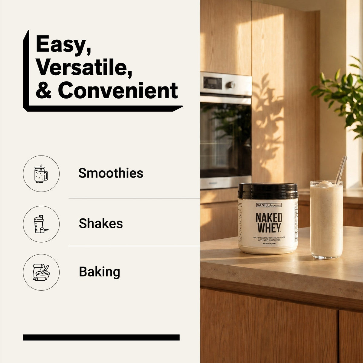 Vanilla Whey Protein Powder 1lb | Naked Vanilla Whey - 1LB