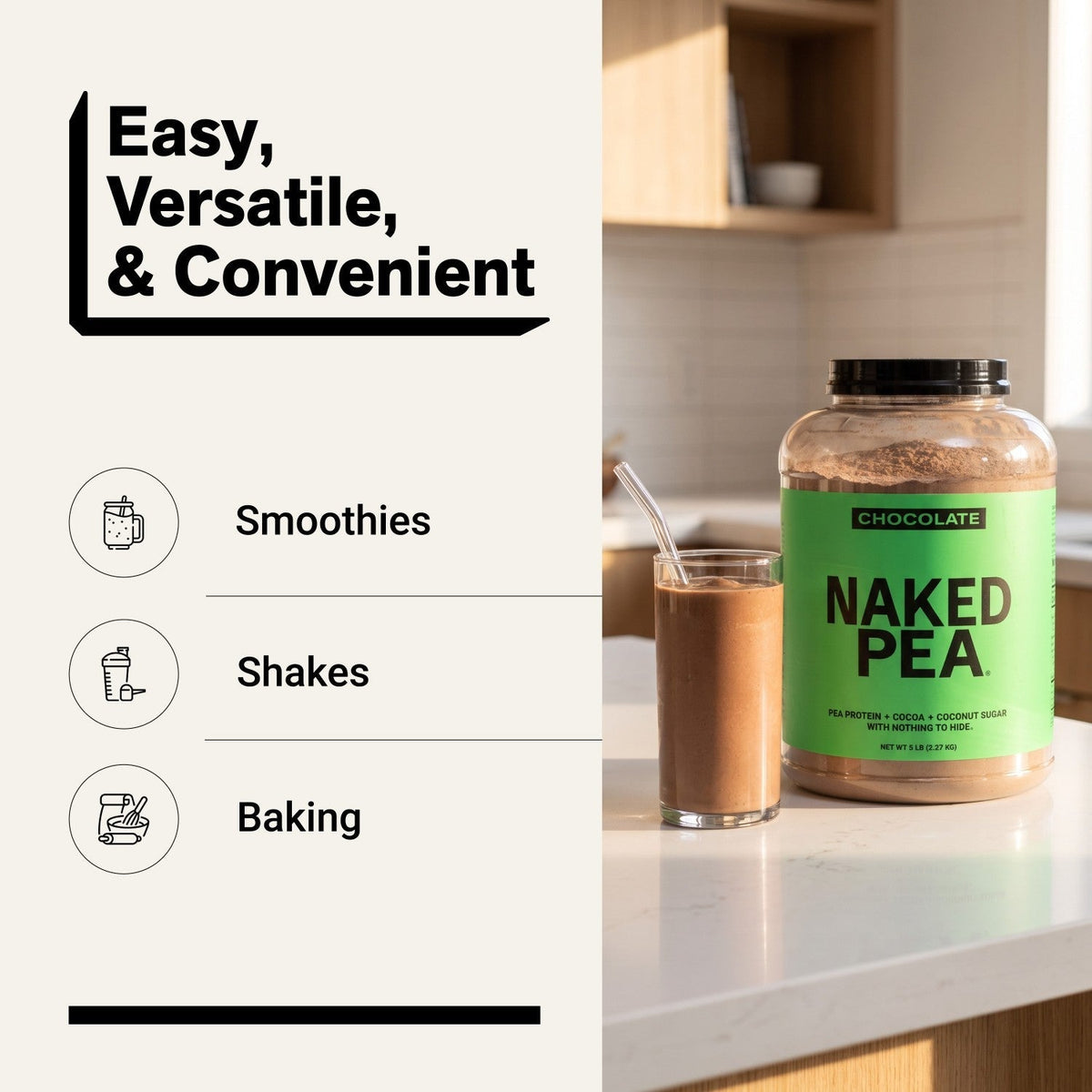 Chocolate Pea Protein Powder | Naked Chocolate Pea - 5LB